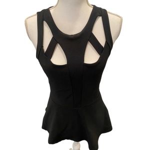 Sophia and Zeke Black Cut Out Peplum Top Sz. L